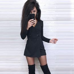 Casual Dresses 2023 Summer Women V-Neck Short Skirt Suit Fashion Jumpsuit Slim Fit Autumn And Winter Long Sleeve Dress For