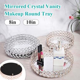 Necklaces Crystal Makeup Tray Storage Baskets Box Home Organiser for Necklace Dessert Plate Tray Decorative Vanity Jewellery Serving Tray