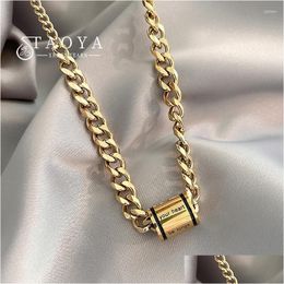 Pendant Necklaces European And American Design Cylindrical Stainless Steel Necklace For Womens 2023 Fashion Jewelry Gothic N Dhgarden Dhdkk