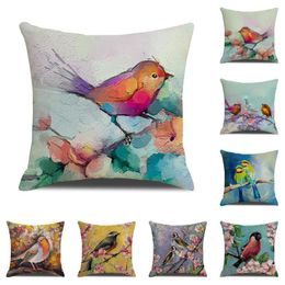 Pillow Case Watercolour Bird Cushion Cover Pillowcase Home Decor Office Sofa