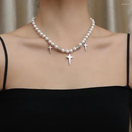 Choker Hip-hop Stainless Steel Stitching Pearl Necklace For Women Men Street Dance Chokers Collarbone Chain Accessories Luxury Jewellery