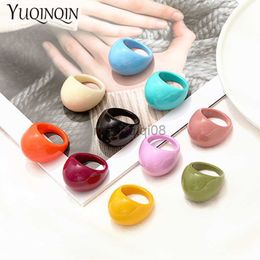 Band Rings Large Cute Sweet Acrylic For Teen Girls Big Colorful Resin Finger Women Minimalist Multicolor Fashion Y23