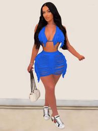 Work Dresses Women 2023 Crop Top Mini Skirt In Matching Sets Summer Sexy Swimsuit Y2k Knit Corset 2 Two Piece Beach Outfits