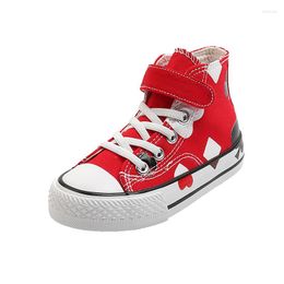 Athletic Shoes Autumn Childrens Canvas Hook&Loop Boys Girls Universal Poker Suit White Bottom Personality Board Tide 25-37
