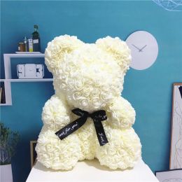 40CM Red Teddy Bear Rose Flower Artificial Christmas Gifts for Women Valentine's Day Gift Plush Bear