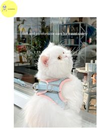 Leads Wholesale cat lead rope to prevent broken waistcoat type chest strap adjustable kitten walking chain puppet pet supplies