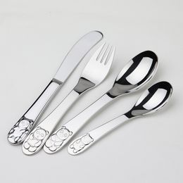 Dinnerware Sets Cosy Zone Children Tableware Cutlery Set 4Pcs Dinnerware Set Panda Quality Kid Dinner Knife Fork Food Stainless Steel Dining Set 230503