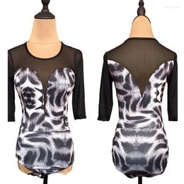 Stage Wear Mesh Ballroom Dance Tops Women Half Sleeve Practice Sexy Modern Dancewear Customized Salsa Clothing Tap Outfit JL3951