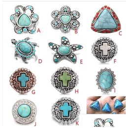 Clasps Hooks Noosa Turquoise 18Mm Snap Button Cross Natural Stone Triangle Love Heart Chunks Diy Ginger Charms Bracelet Necklace D Dhni6