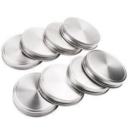 Organization 8 Pcs Stainless Steel Jar Lids 86Mm Sealed Leak Proof Cover With Silicone Seals Resistant Storage Solid Caps Wide Mouth Lid