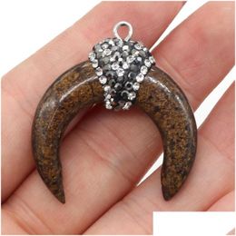 Pendant Necklaces 1 Pcs Natural Stone Ox Horns Crystal Quartzs Charms Pendants For Jewelry Making Diy Bracelet Necklace Earr Dhgarden Dhoj2
