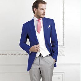 Men's Suits & Blazers Wedding For Men 2023 Long Blue Coat Tailcoat Custom Made Moning Dinner Groom Tuxedo Slim Fit Blazer Suit 3 Pieces