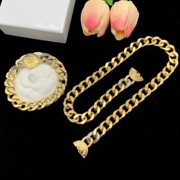 Neutral Style Thick Chain Cuba Choker Necklaces Bracelet 18K Gold Plated Men Bangle women Earring Rings Sets Hiphop Rock Punk Designer Jewelry XMS26 --01