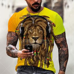 Men's T Shirts Summer Fashion Animal Lion 3D Printed Mens Streetwear T-shirt Casual Short Sleeve Oversized Hip Hop Breathable Brand Top Tees