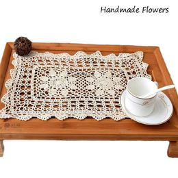 Mats Pads New cotton table place mat pad cloth crochet coffee placemat cup tea wedding coaster Handmade Christmas flower doily kitchen Z0502