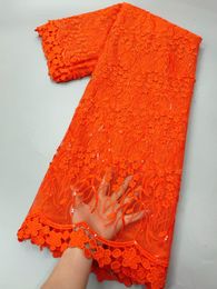 Fabric Orange African Sequins Lace Fabric 2022 High Quality Eembroidery French Nigerian Lace Fabrics For Wedding 5Yards