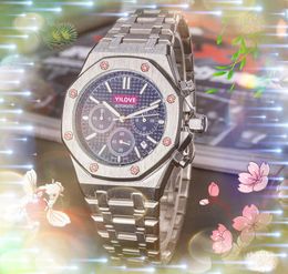 Top Brand Men Big Watch Stopwatch 42MM Quartz Imported Movement Clock Retro Famous Designer Stainless Steel Belt Luxury Wristwatches