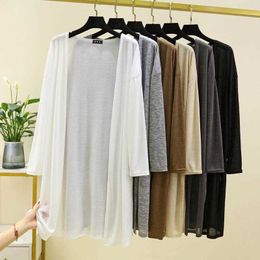 Summer Womens Cardigan Sun Jackets Protection Clothing Knitted Sheer Long