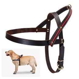 Harnesses No Pull Leather Dog Harness Soft Genuine Leather Medium Large Dog Pet Harness Vest Adjustable for Pitbull Bulldog Big Dog