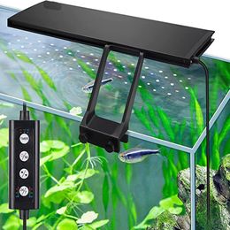 Lightings 14W Clip On Builtin Timer 24/7 Nano Fish Tank Aquarium Light Full Spectrum Brightness Adjustable for 12~20inch Freshwater Tank