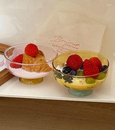 Bowls Glass Bowl Summer Dessert Creative Oat Heat Resistant Fruit Salad Colorful Small Spoon Mixing Cute Set