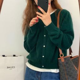 Sweaters Round Neck Sweater Knitted Pure Wool Cardigan Women's 2022 Spring And Autumn New Korean Version Loose Short Style AllMatch