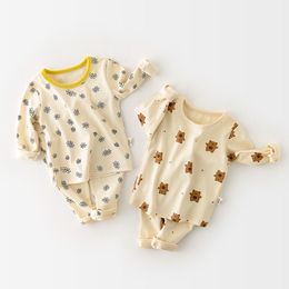 Pyjamas MILANCEL Autumn Baby Sleeper Wear Bear Suit Little Daisy Girls Pyjama Set Cartoon Indoor Sleep Set 230503