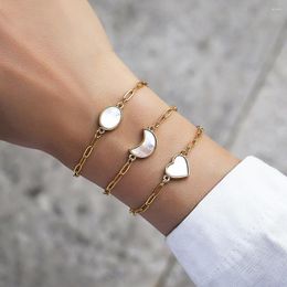 Charm Bracelets 2023 Trendy Delicate Shell Heart Moon Chain Women Bracelet Classic Stainless Steel For Jewellery Gift