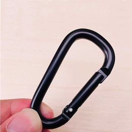 5 PCSCarabiners 5/10pcs Black Aluminum Carabiner D-Ring Key Chain Clip Camping Keyring Snap Hook Outdoor Travel Kit Camping Equipment P230420