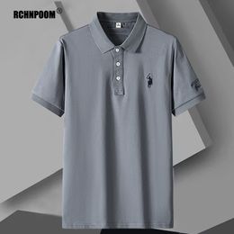 Men's Polos Summer Luxury Business Polo Shirts Lapel Casual Fashion Short Sleeve Brand Embroidered Baggy Clothing 230428
