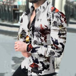 Men's T Shirts Mens Pyjama Romper Men's Autumn And Winter Tops Shirt Comfortable Stand-up Collar Printing Button Summer Cotton Men