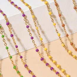 Chains ZMZY France Women Colourful 18K Gold Plated Stainless Steel Jewellery Oil Enamel Necklace Collares