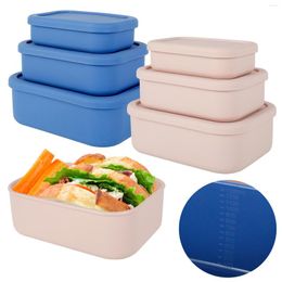 Dinnerware Sets 3pcs Lunch Box Set Silicone Bento Boxes With 10oz 32oz And 44oz Leak-Proof Storage Containers Lid Portable