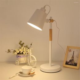 Table Lamps Wooden Art Iron LED Folding Adjustable Desk Lamp Eye Protection Reading For Living Room Bedroom