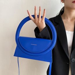 Evening Bags Top Brand Handbags For Women 2023 Fashion Big Round Handle Luxury Design Clutch Pu Leather Lady Crossbody Shuolder 230503