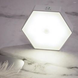 Wall Lamps Hexagon PIR Motion Sensor LED Indoor Light Night Bedside Stairs Security Hanging USB Charging