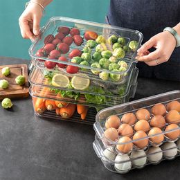 Organisation Refrigerator Storage Box Containers With Lid Kitchen Separate Freezer Seal Bin For Vegetable Fruit Meat Fresh Box Organiser