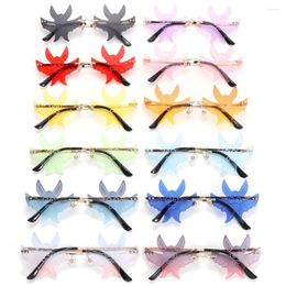 Sunglasses Novelty Women And Men Disco Party For Halloween Costume 90s Glasses Goth Bat Shaped Rimless