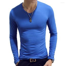 Men's T Shirts 2023 Men's Cotton T-Shirt Long Sleeve O-Neck Spandex Elastic