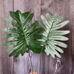 Decorative Flowers Artificial Silk Plants Fake Palm Leaf Large Green Ficus Leaves Home Decoration Accessories DIY Wedding Floral Arrangement