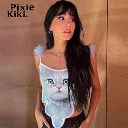 Camis PixieKiki Cute Y2k Cropped Tops Fairy Streetwear Sexy Furry Trim Backless Halter Top Fashion Trends Women Clothing P85CZ10