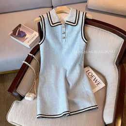 famous brandCasual Dresses Amolapha Tweed Patchwork Mini Dress Fashion Aesthetic Club Party Frocks For Women Sexy Sleeveless Outfits