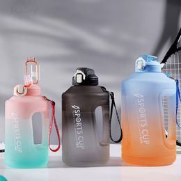 Tumblers YCALLEY Sport Water Bottle Reminder Silicone Sith Straw Waterbottle Items Fitness Big Bottles 1500ML 2300ML 3800ML Sport 230503