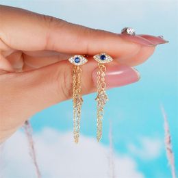 Dangle Earrings Arrive Turkish Eye Design Cartilage Chain Fashion For Women Trend 2023 Piercing Jewelry