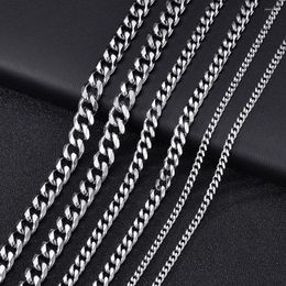 Chains FIREBROS Black/Silver/Gold Color Titanium Stainless Steel Cuban Link Necklace Women Men Neck Chain Jewelry Drop