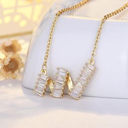 Chains Vintage Wave Crystal Pendant Necklace For Women 2023 Gold Color Choker Chain Cubic Zirconia Neck Jewelry Girls Wholesale