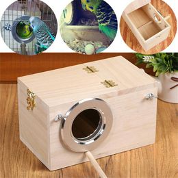 Nests 1pcs Wooden Bird Breeding Box 3 Sizes Parrot Nesting Box Hatching Cage Case For Parakeets Budgies Finch Parrot Bird Box