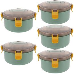 Dinnerware Sets 5 Pack Work Meal Box Stainless Steel Bento Soup Carrying Popcorn Bowl Sealed Ramen Warming Lunch Boxes Adults