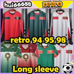 1998 long sleeves Retro Morocco Soccer Jerseys national team 1994-95 NEQROUZ BASSIR ABRAMI HADJI OUAKILI EL HADRIOUI NEQROUZ NAYBET ABRAMI BASSIR Football shirt