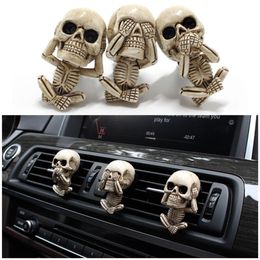 Decorative Objects Figurines Creative Bone Skull Diffuser Car Decor Factory Price Dark Magic Car Perfume Fragrance Clip Auto Vent Air Freshener Scent Parfum 230503